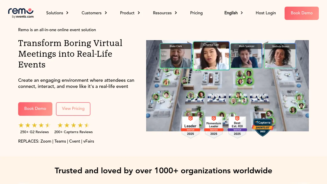 Screenshot of the Remo website