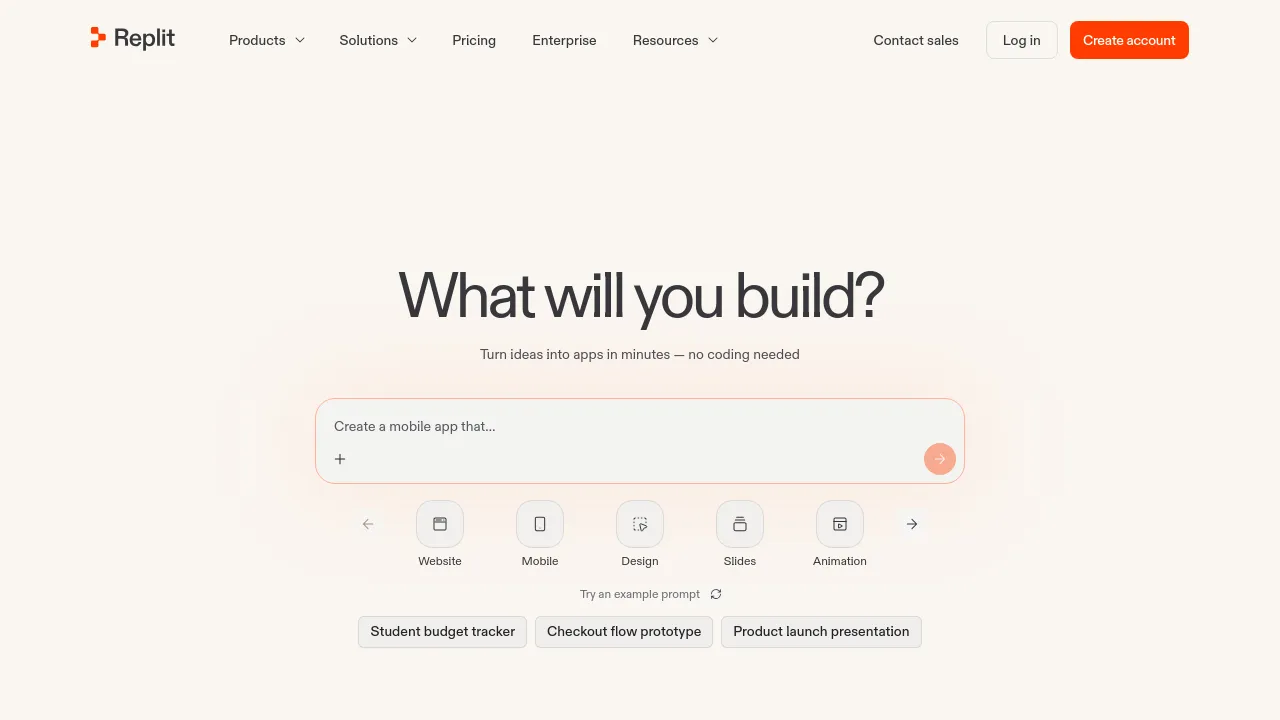 Screenshot of the Replit website
