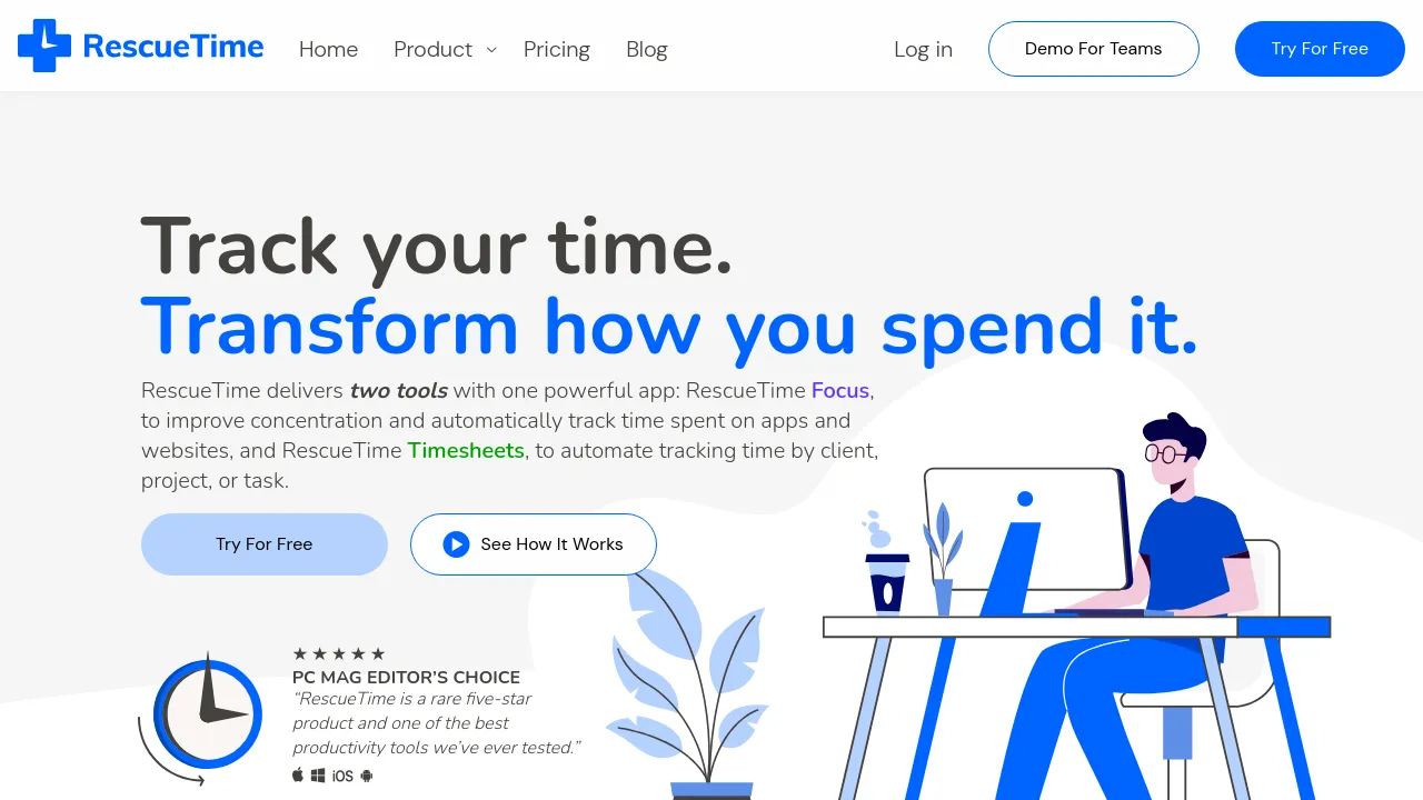 Screenshot of RescueTime website