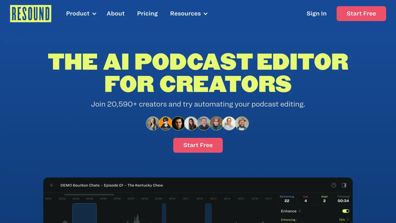 Screenshot of Resound website