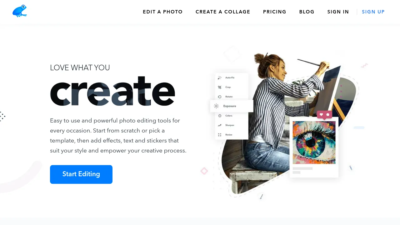 Screenshot of the Ribbet website