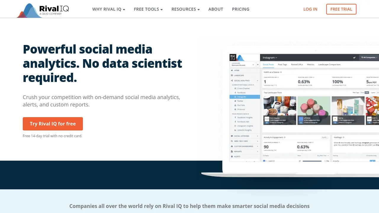 Screenshot of Rival IQ website