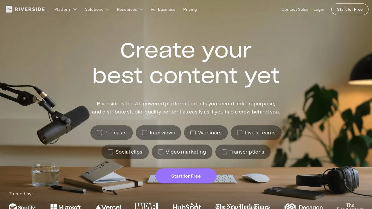 Screenshot of the Riverside website