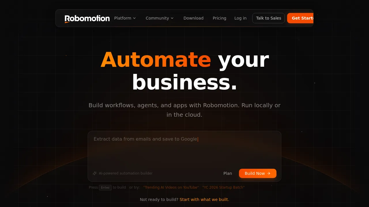 Screenshot of Robomotion website