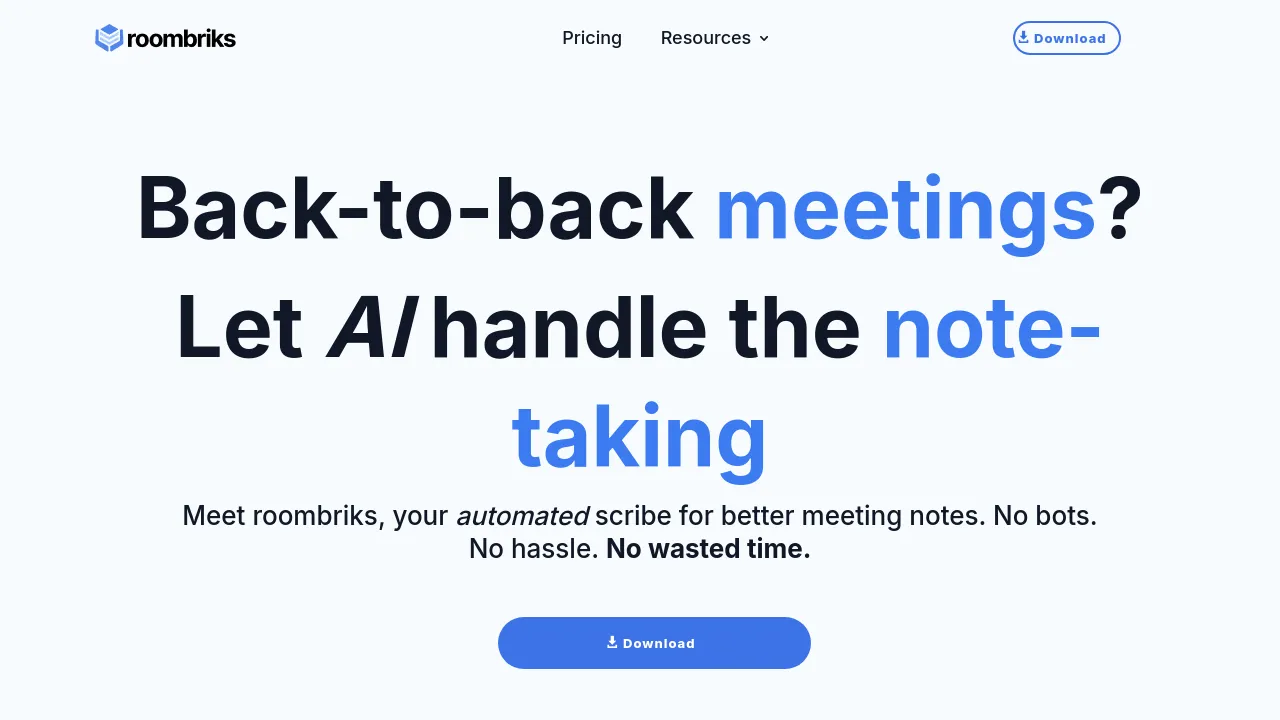 Screenshot of roombriks website