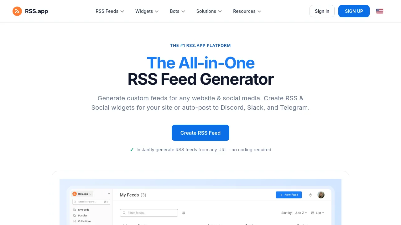 Screenshot of RSS.app website