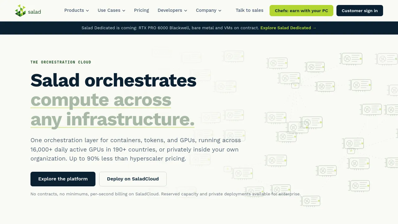 Screenshot of Salad website