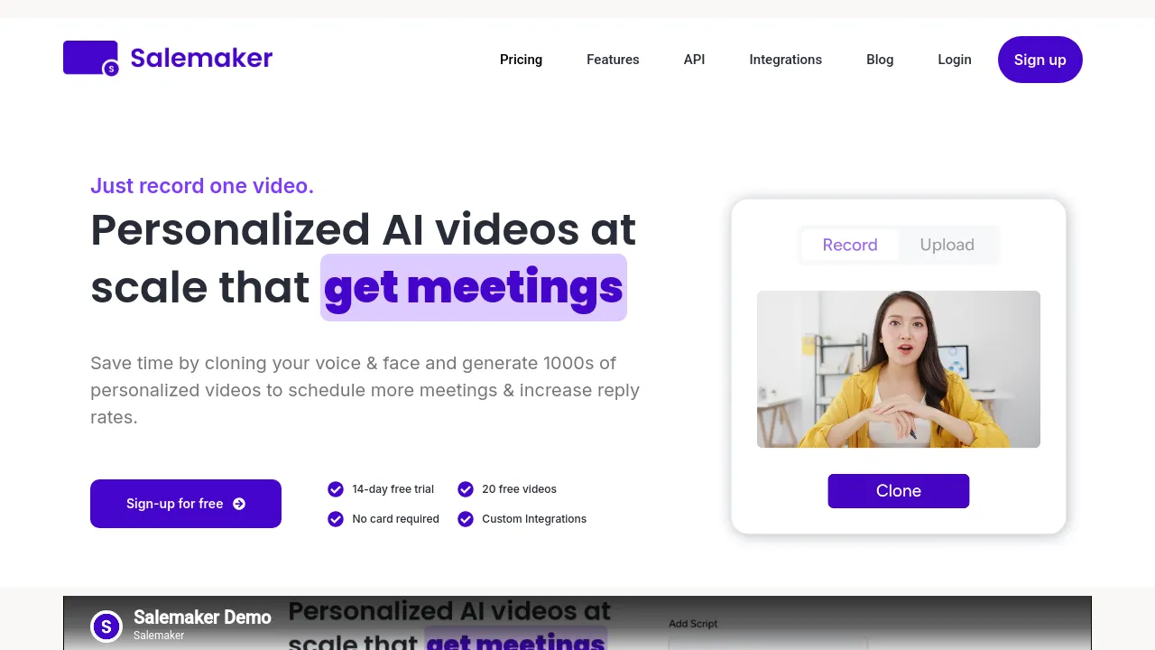 Screenshot of Salemaker website