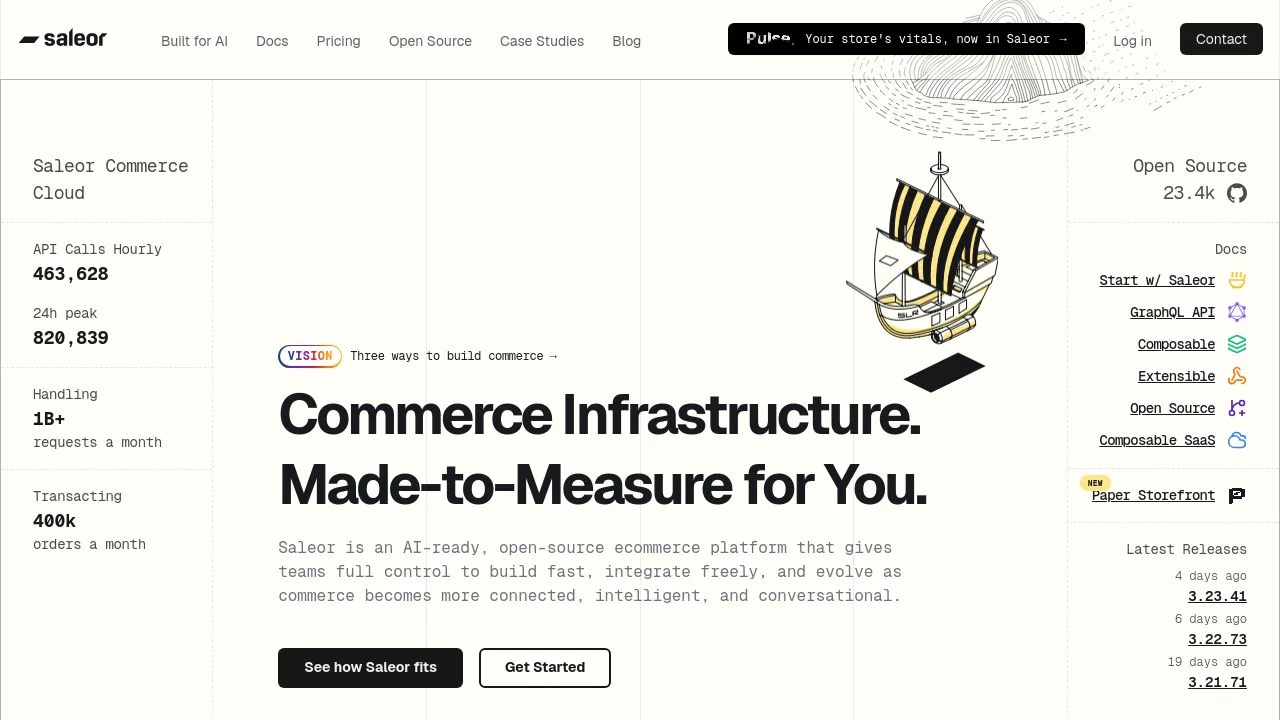 Screenshot of Saleor website