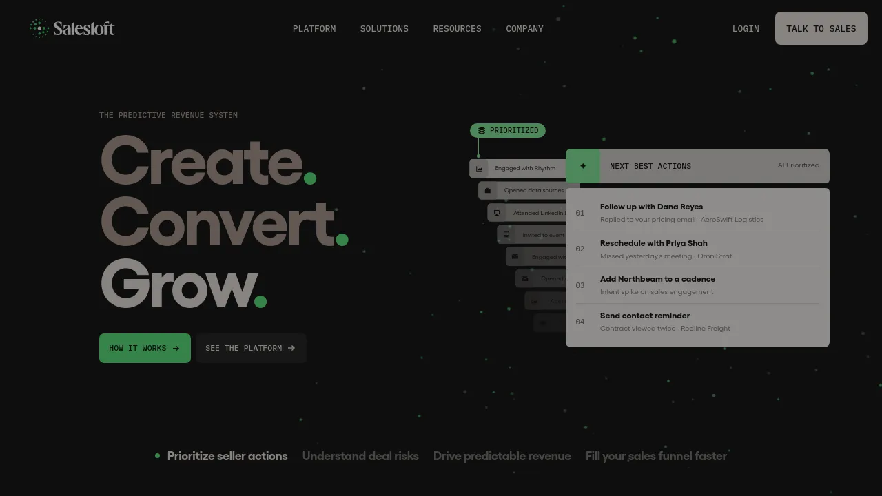 Screenshot of Salesloft website