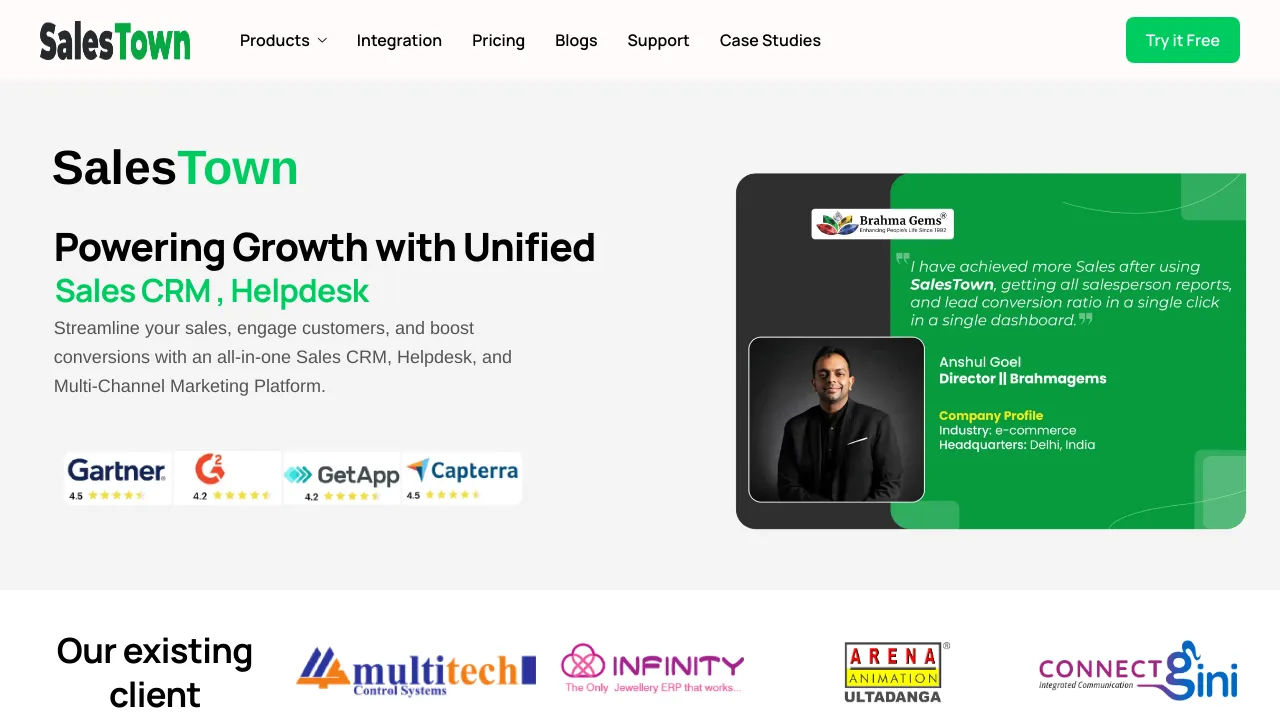 Screenshot of SalesTown website