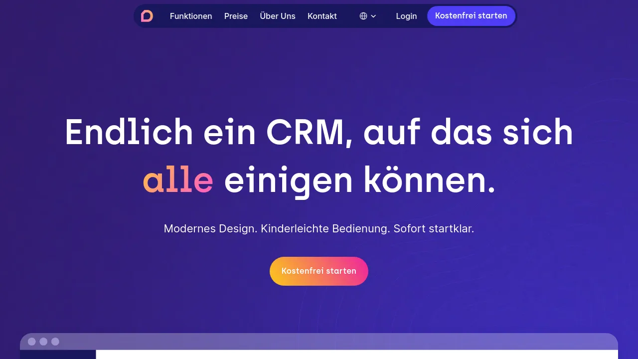 Screenshot of Samdock CRM website