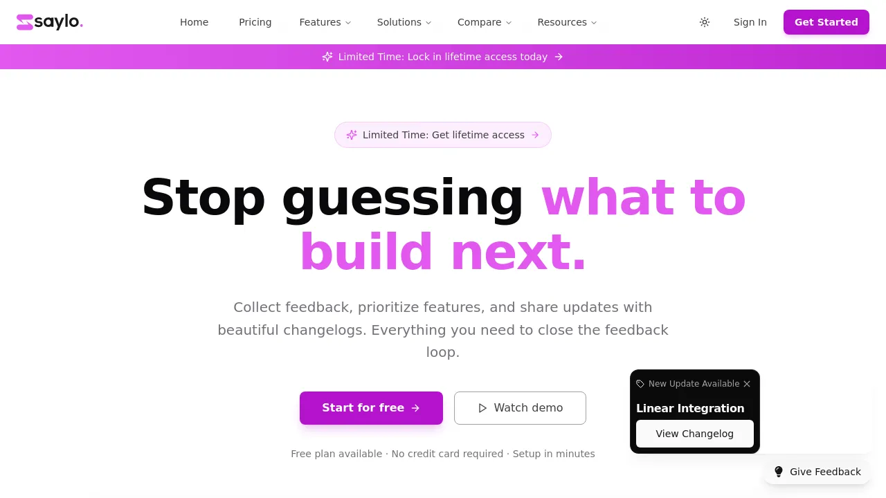 Screenshot of Saylo website