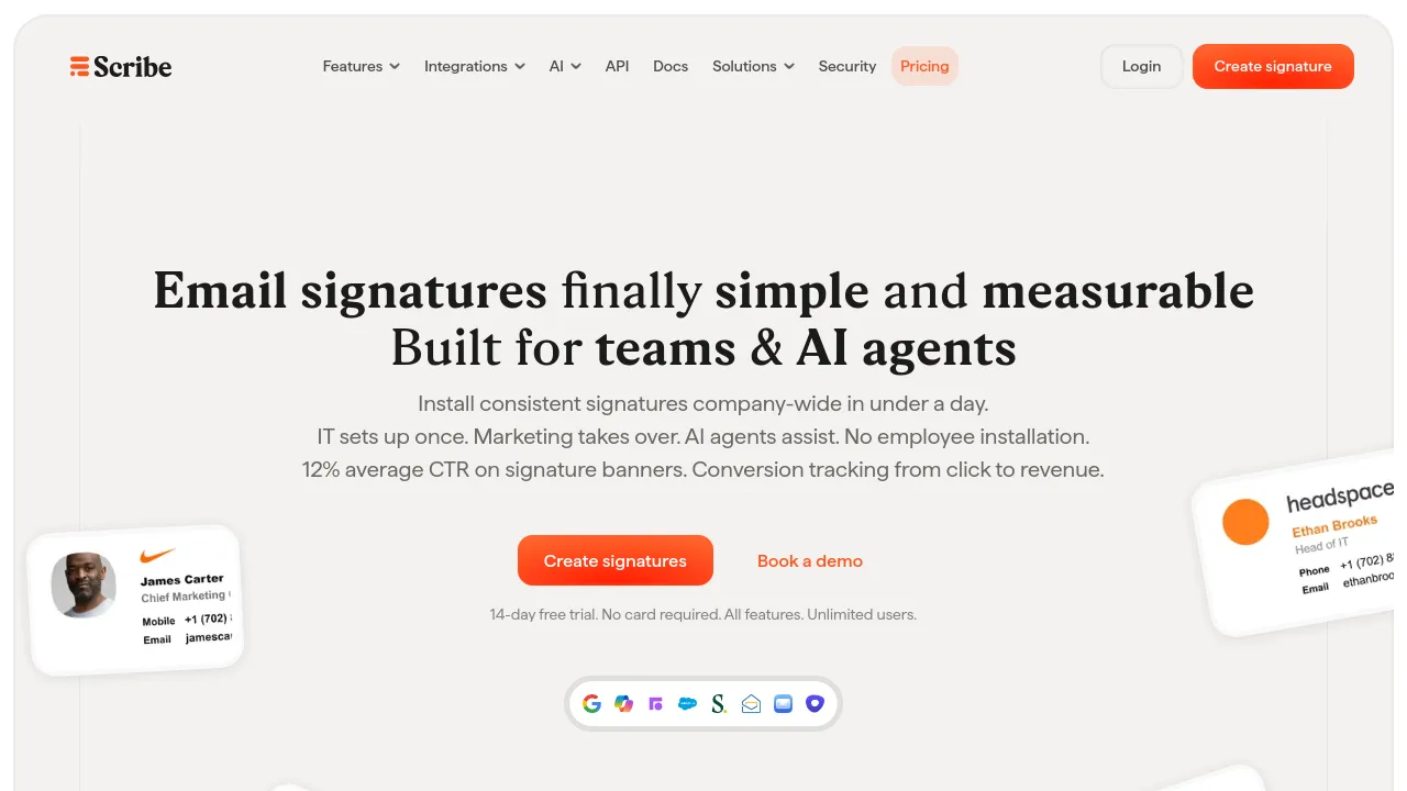 Screenshot of Scribe website