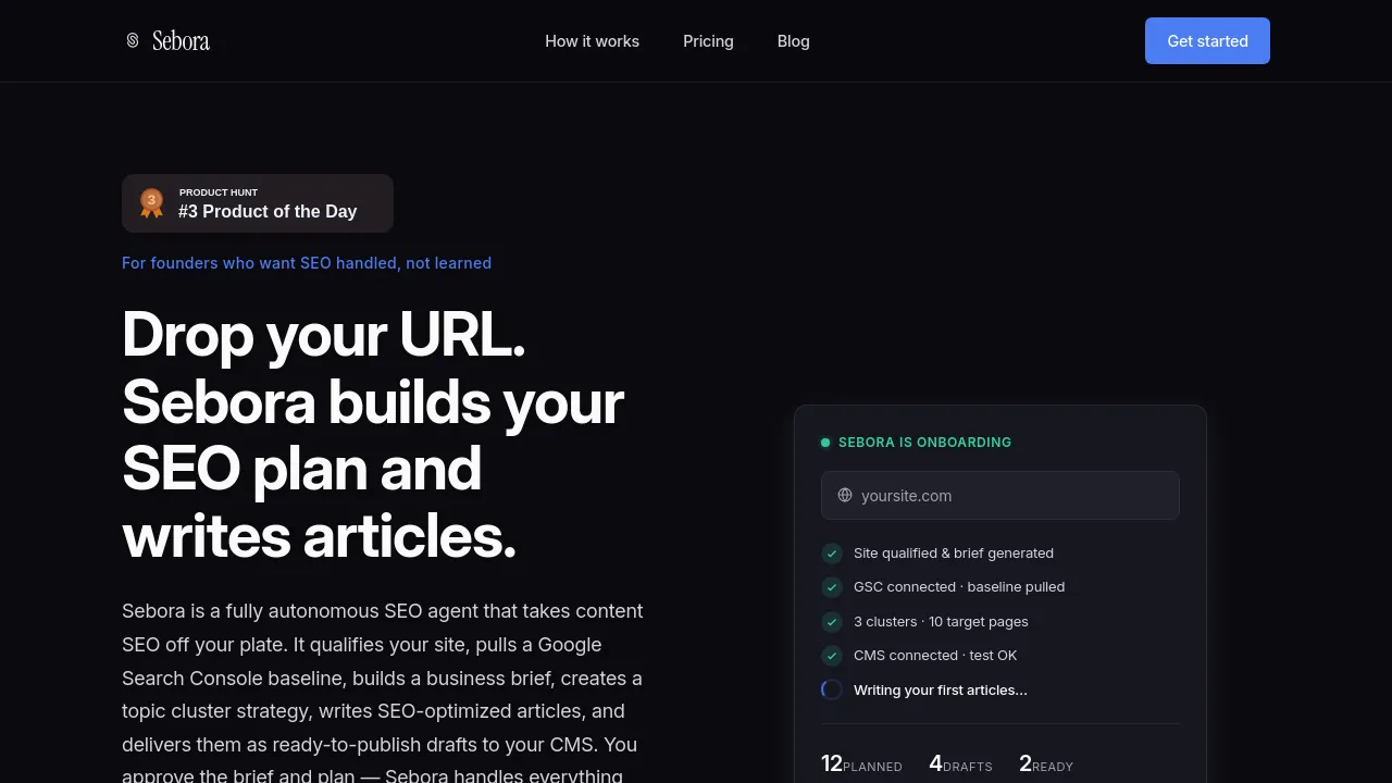 Screenshot of Sebora.ai website
