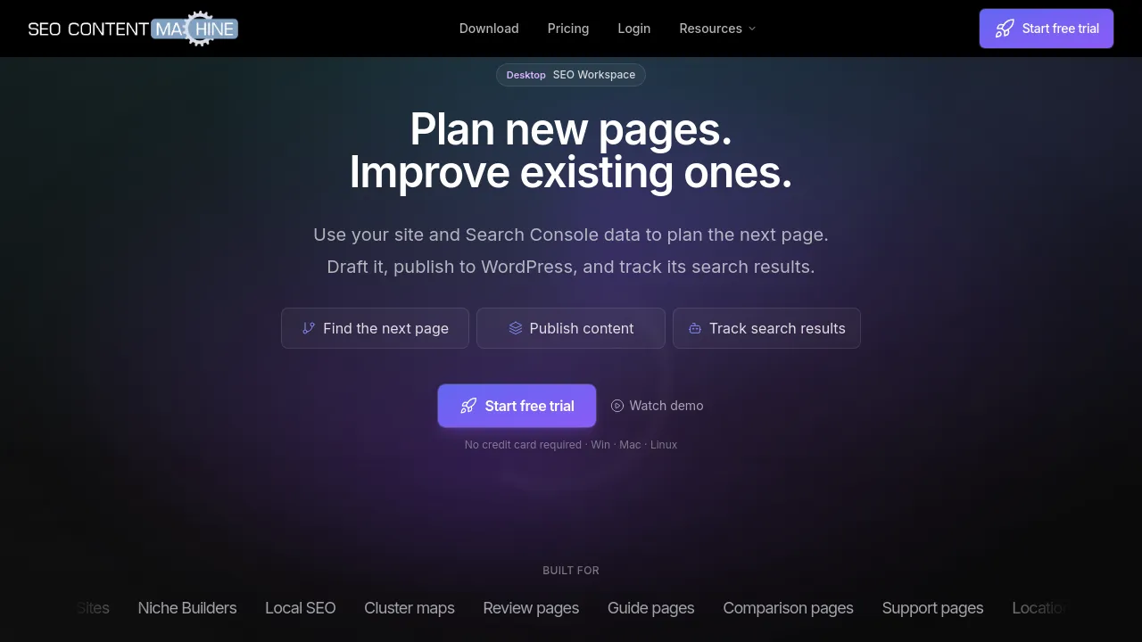 Screenshot of SEO Content Machine website