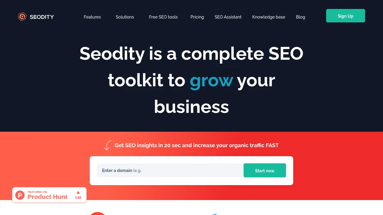 Screenshot of Seodity website