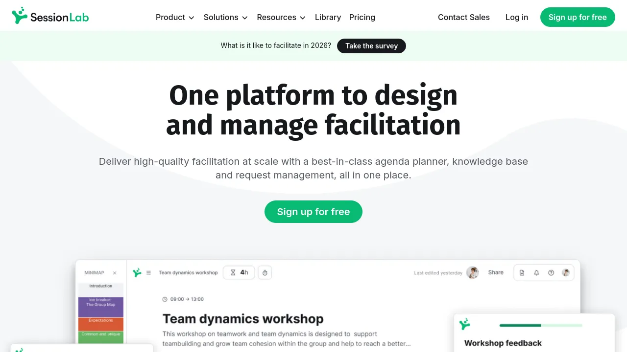 Screenshot of SessionLab website