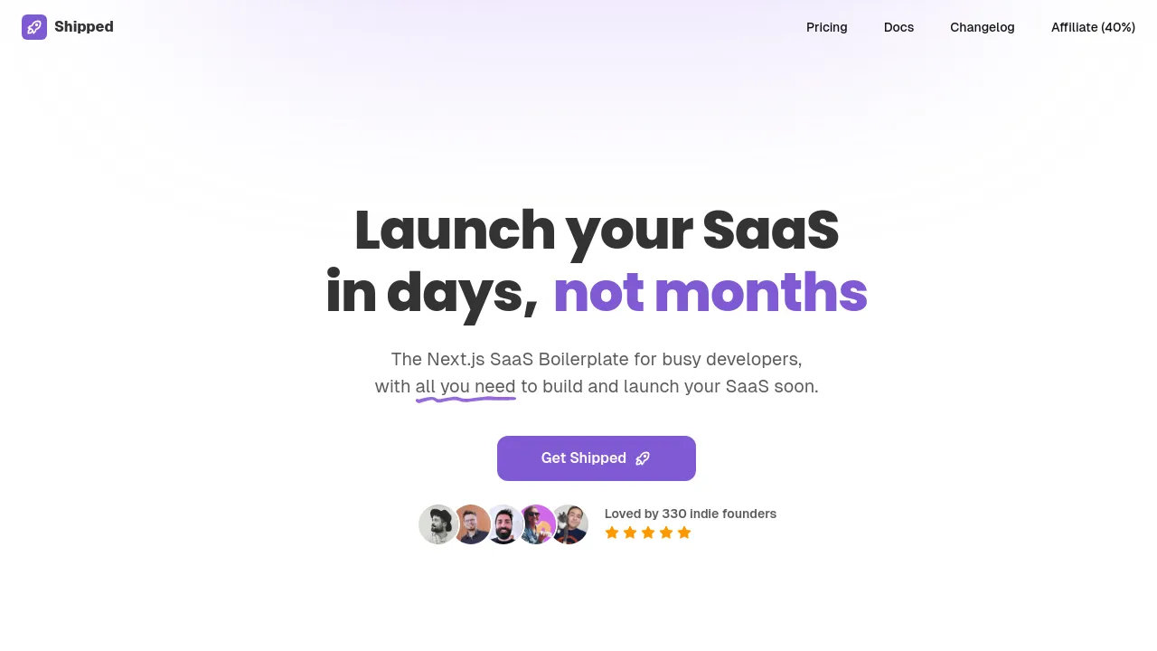Screenshot of Shipped website