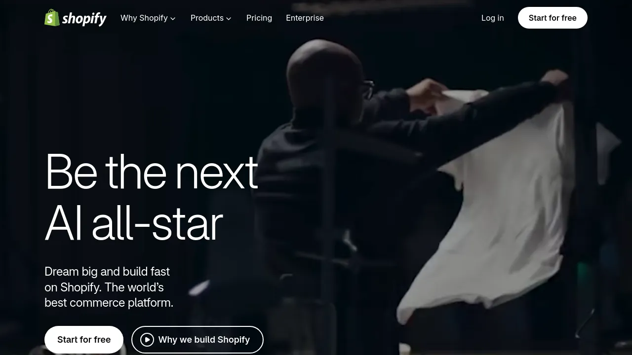 Screenshot of Shopify website