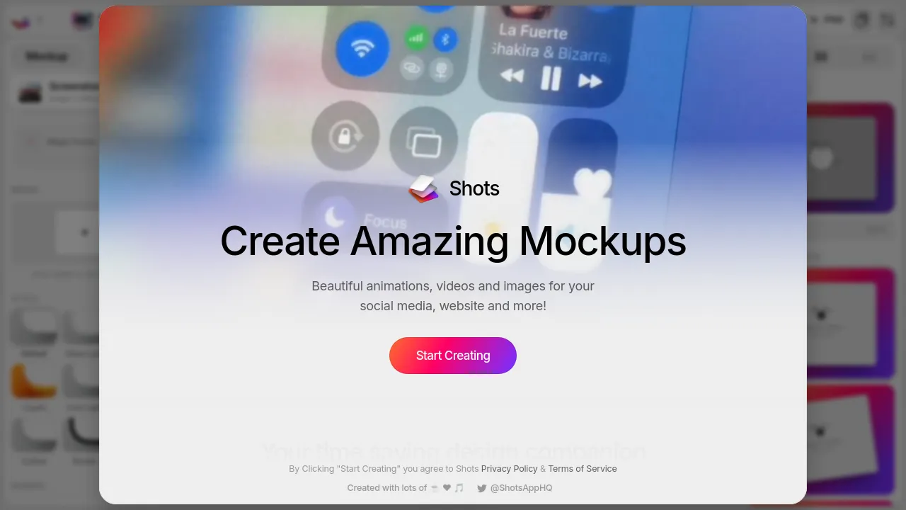 Screenshot of Shots website