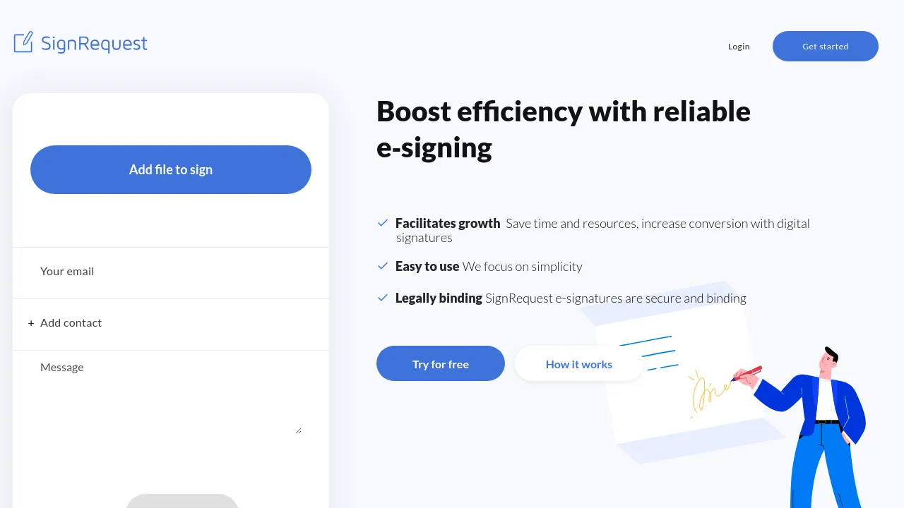 Screenshot of the SignRequest website