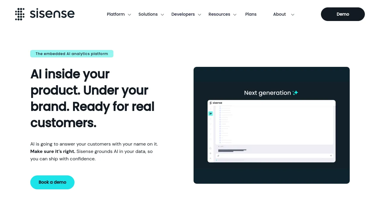Screenshot of Sisense website