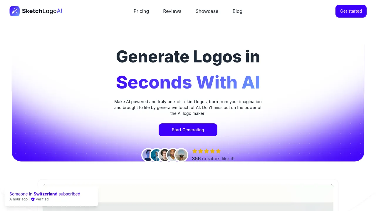 Screenshot of Sketch Logo AI website
