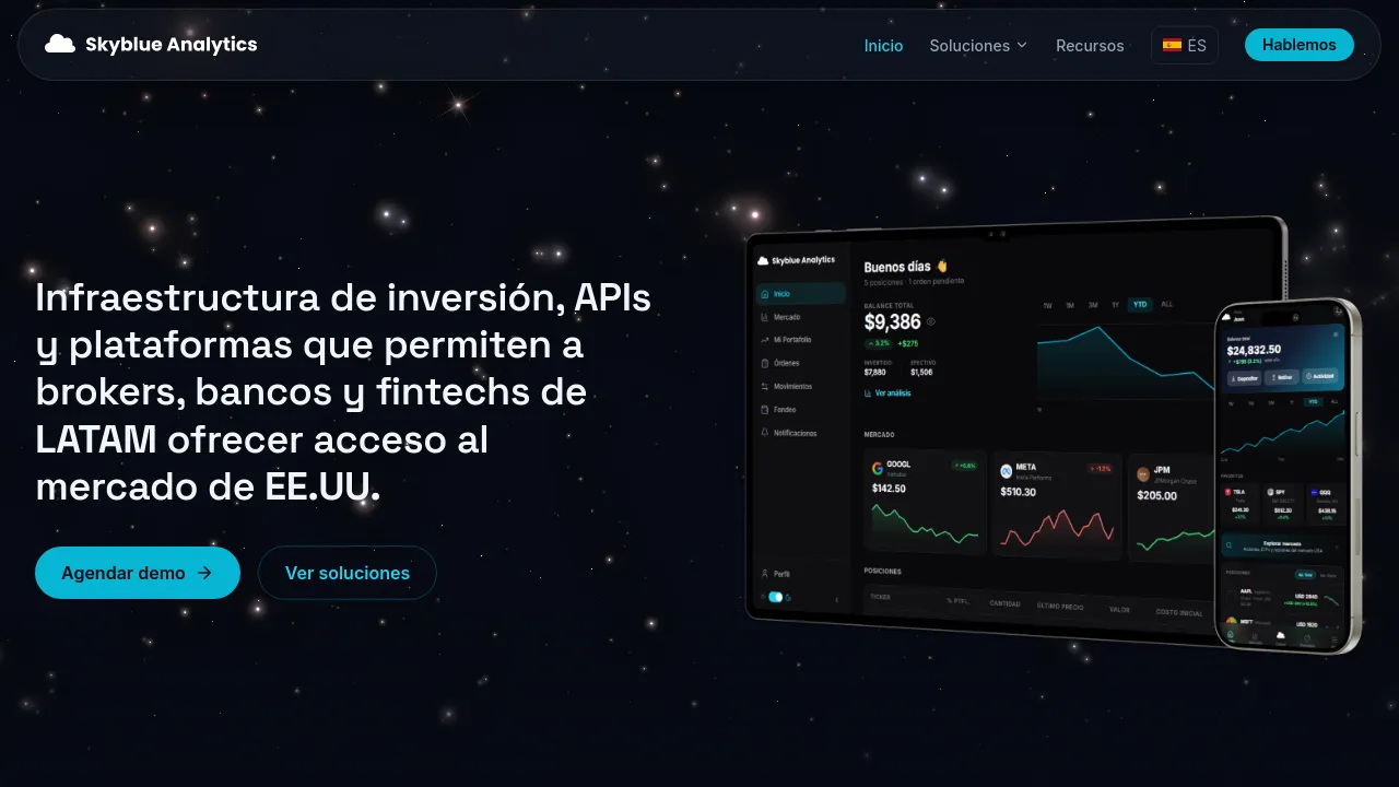 Screenshot of Skyblue Analytics website