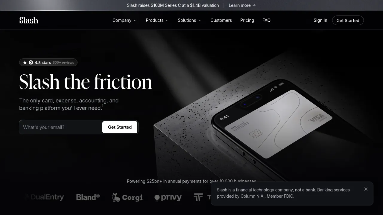 Screenshot of Slash website