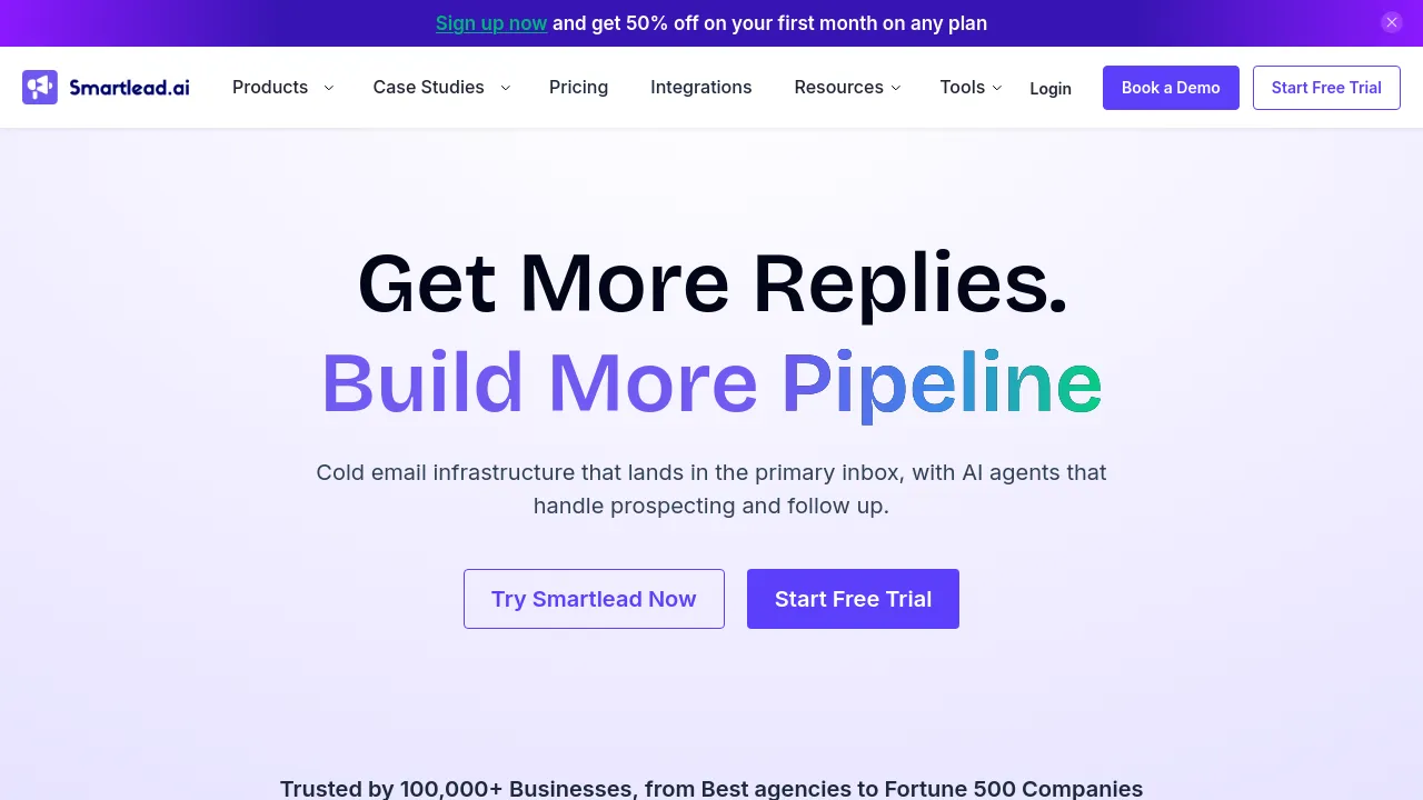 Screenshot of Smartlead.ai website