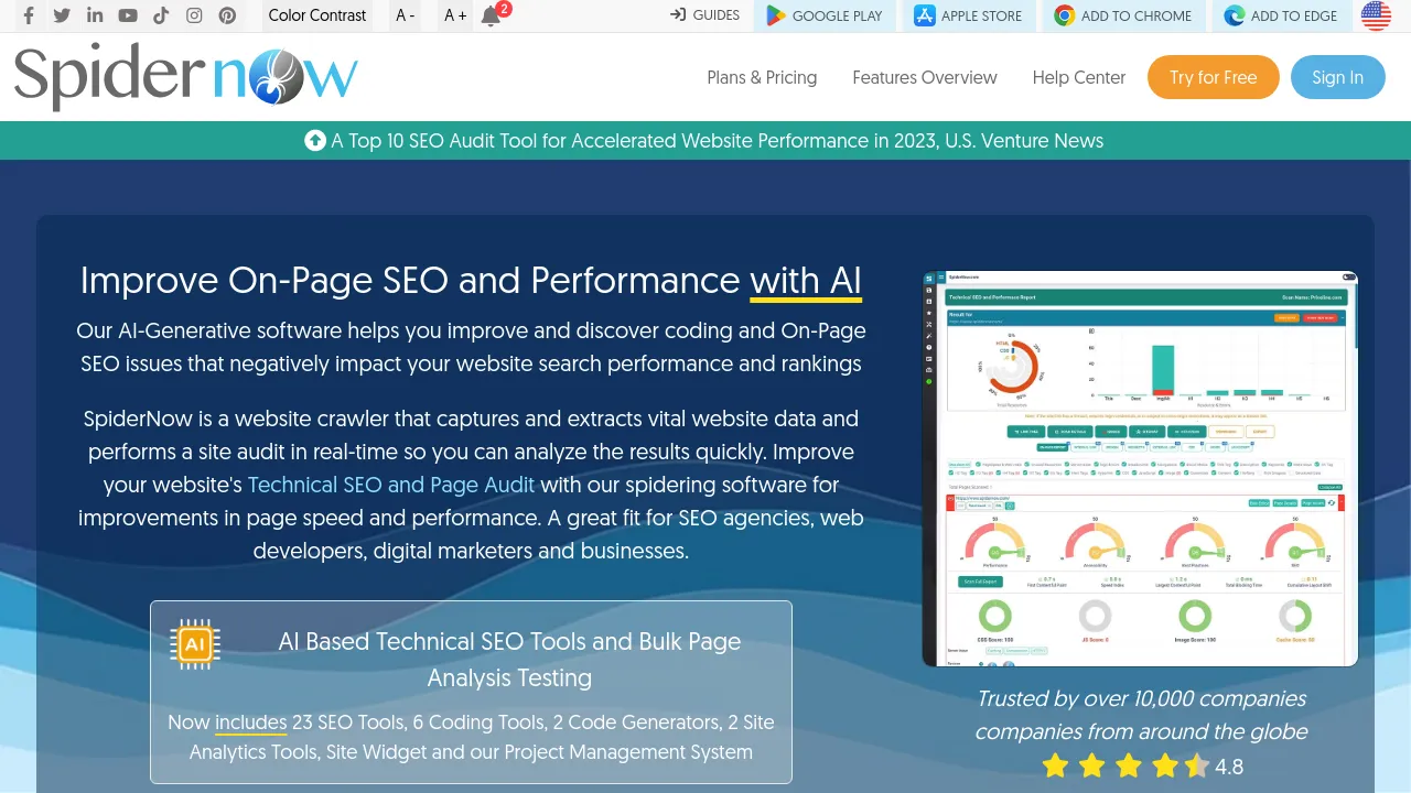 Screenshot of SpiderNow website