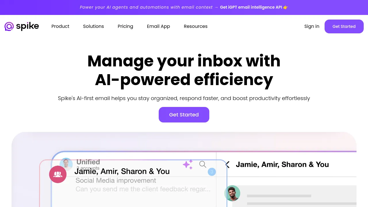 Screenshot of Spike website