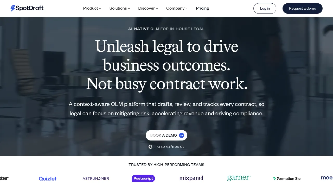 Screenshot of SpotDraft website