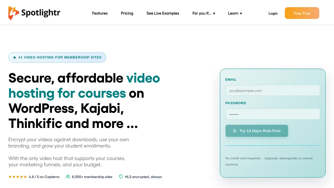 Screenshot of Spotlightr website