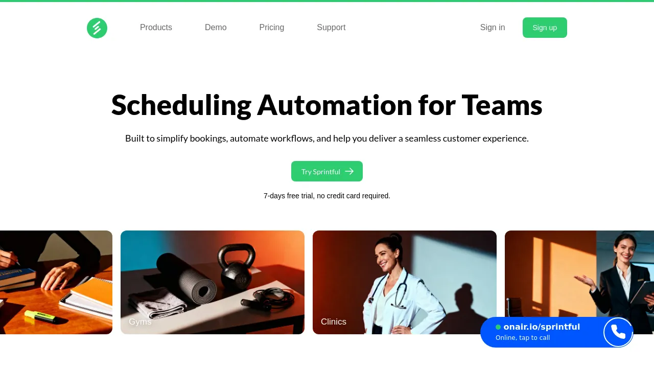 Screenshot of Sprintful website