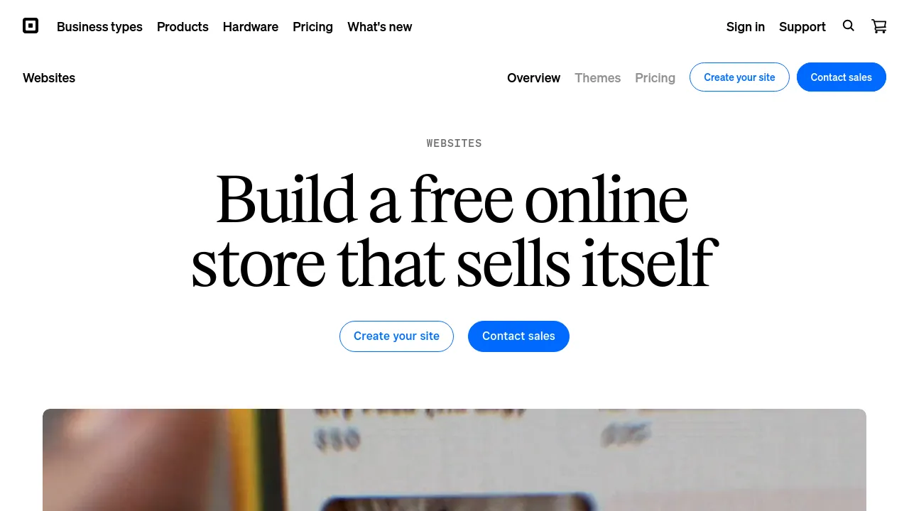 Screenshot of Square Online website