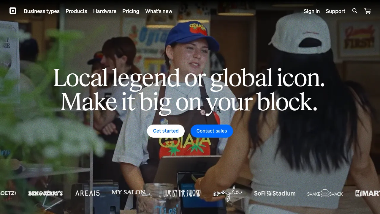 Screenshot of Square website