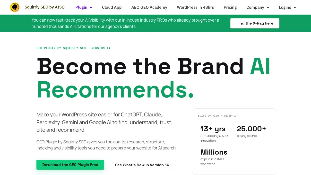 Screenshot of Squirrly SEO website