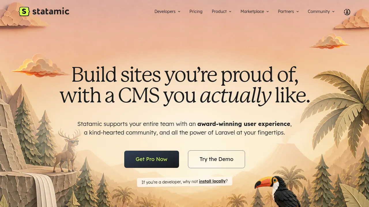 Screenshot of Statamic website
