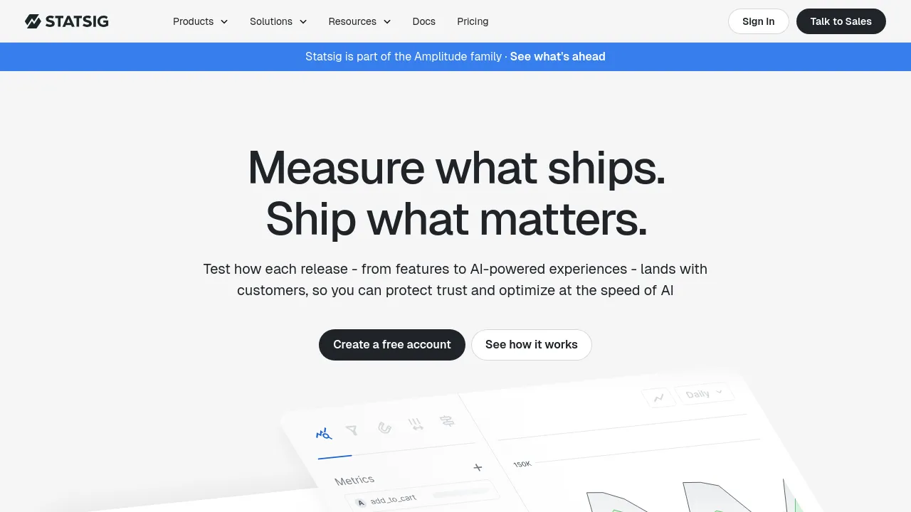 Screenshot of Statsig website