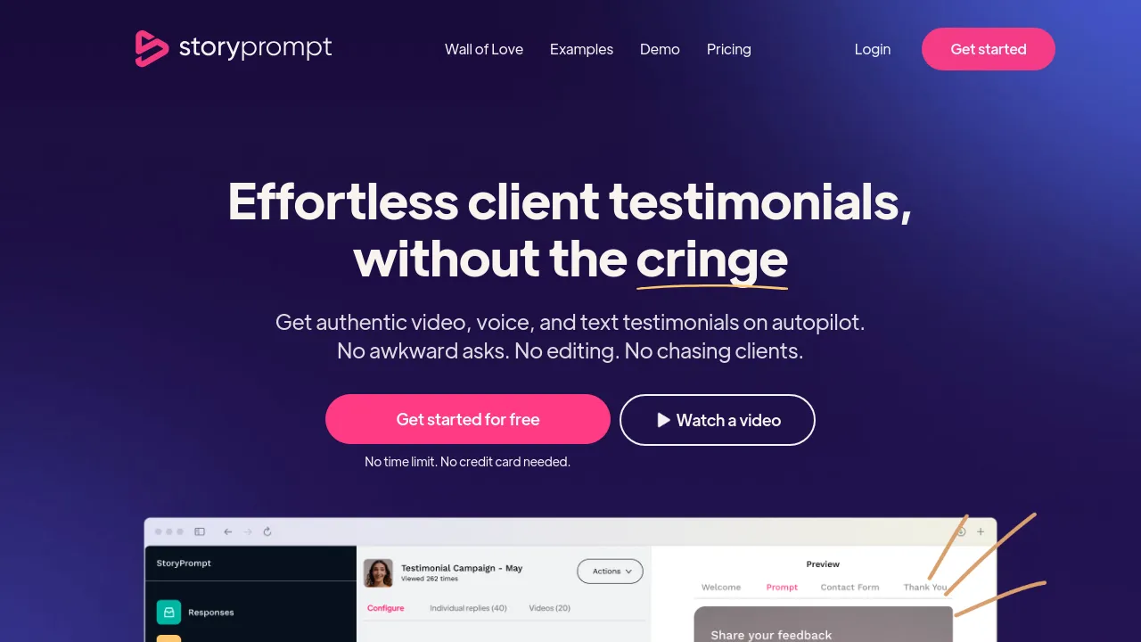 Screenshot of StoryPrompt website