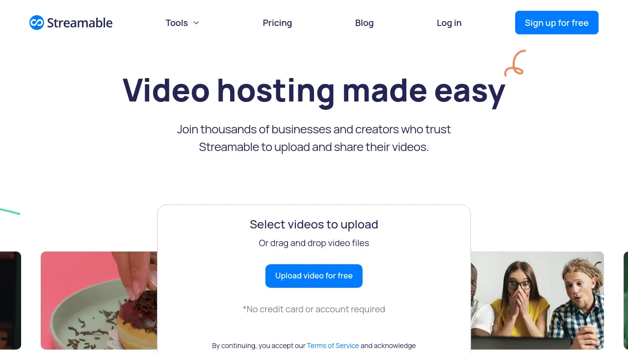 Screenshot of Streamable website