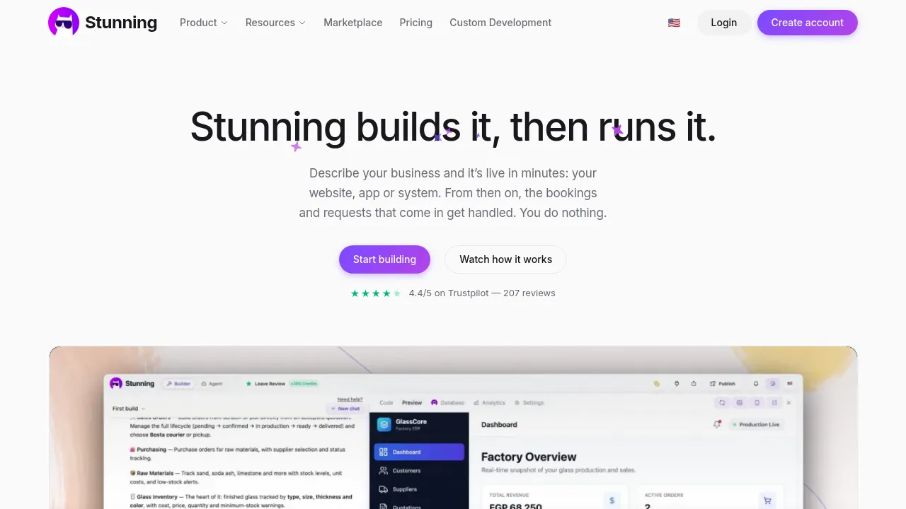 Screenshot of Stunning website