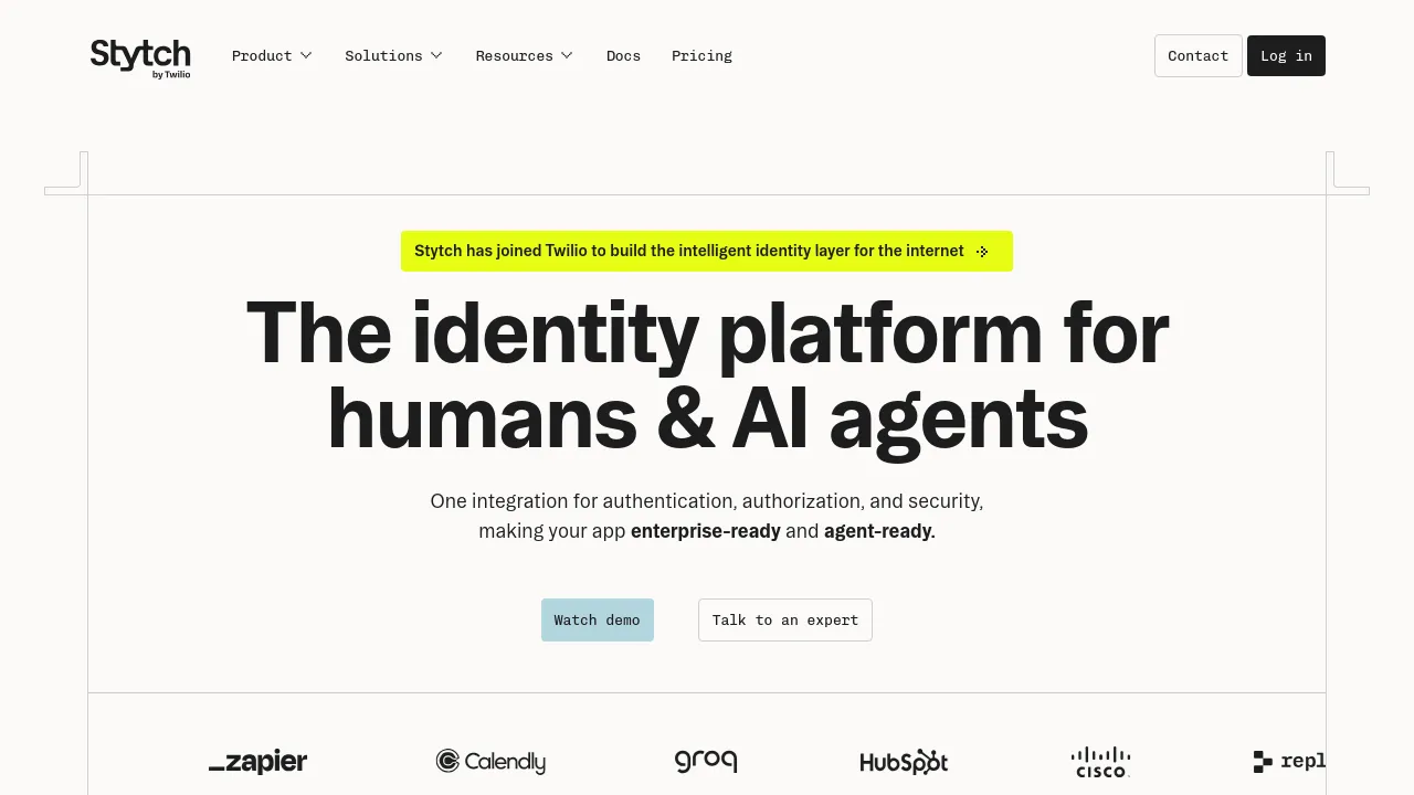 Screenshot of Stytch website