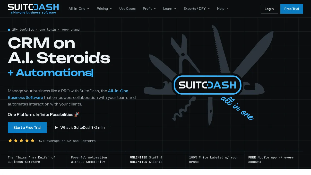 Screenshot of SuiteDash website