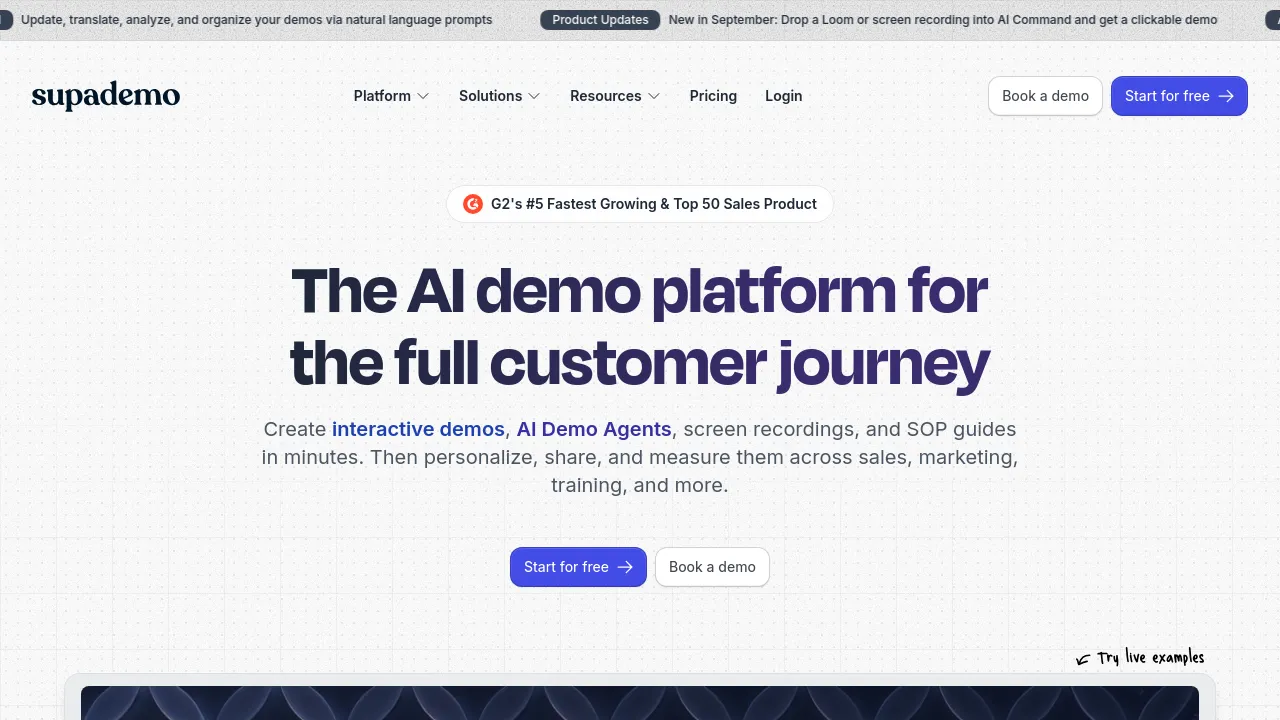 Screenshot of Supademo website