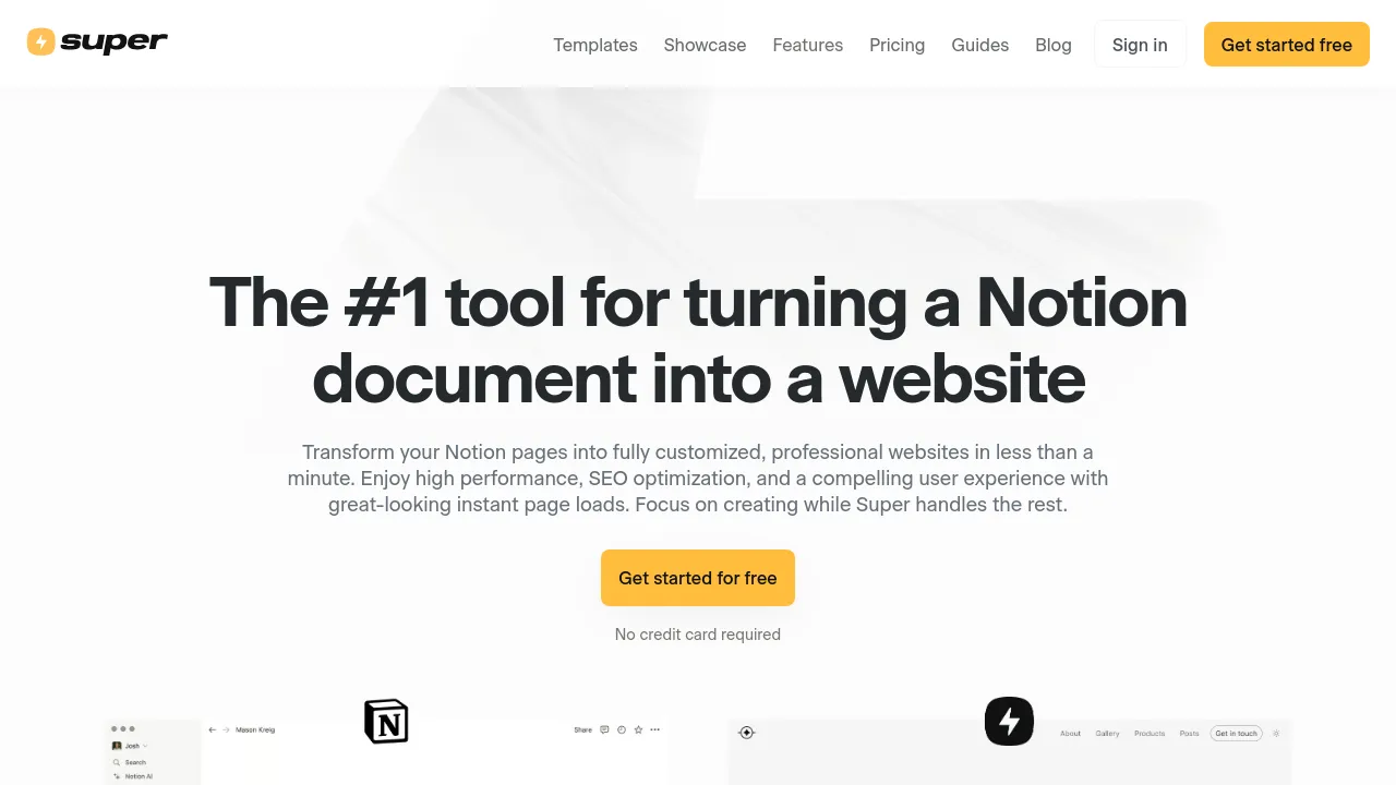 Screenshot of Super website