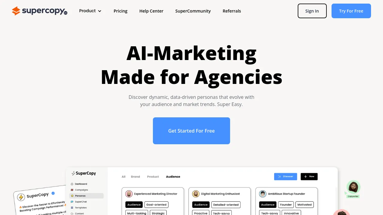 Screenshot of SuperCopy.ai website