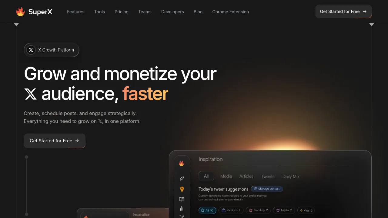 Screenshot of SuperX website